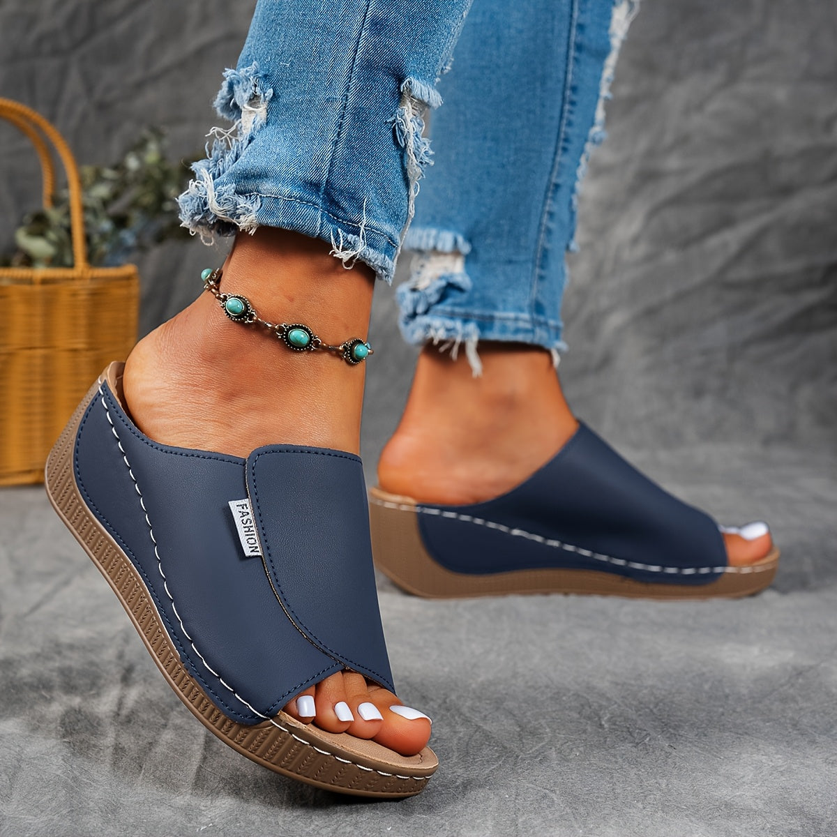 Ayollar uchun kengaytirilgan sandallar, ko'p rangli PU, bosib o'tiladigan, ochiq barmoqli, platformali, yuqori tagli oyoq kiyim