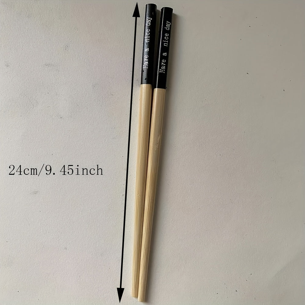 5 Pairs of Premium Bamboo Chopsticks Non-Slip Heat-Resistant Dishwasher Safe Kitchen Utensils