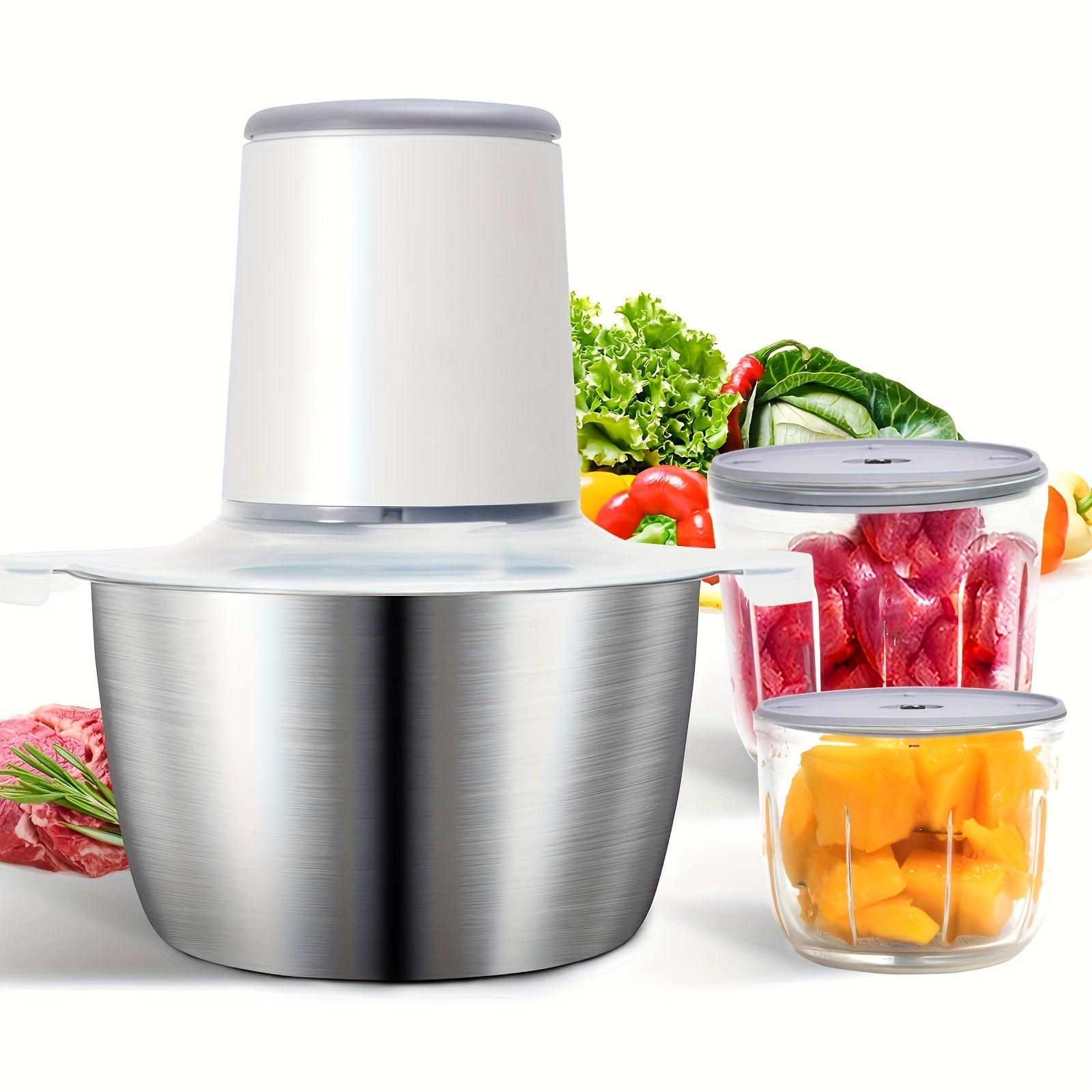 2L BPA-bezatish zanglamaydigan po'latdan yasalgan elektr taom maydalagich protsessori USB zaryadlash uchun oshxona