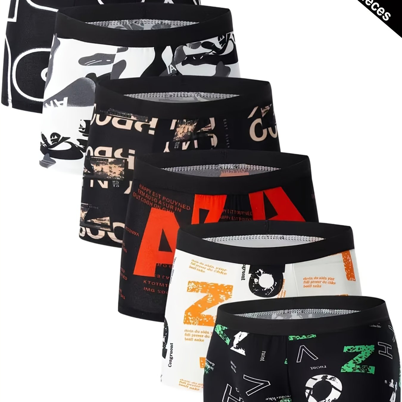 Men's Breathable Boxer Briefs with Letter Patterns Quick-Drying Four-Way Stretch Polyester