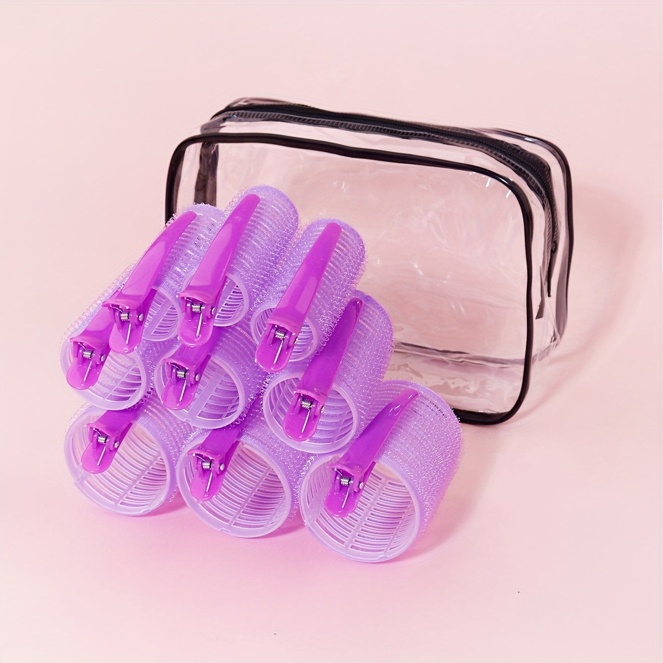 19-Piece Heatless Curlers Set with Clips and Storage Bag for DIY Hair Styling