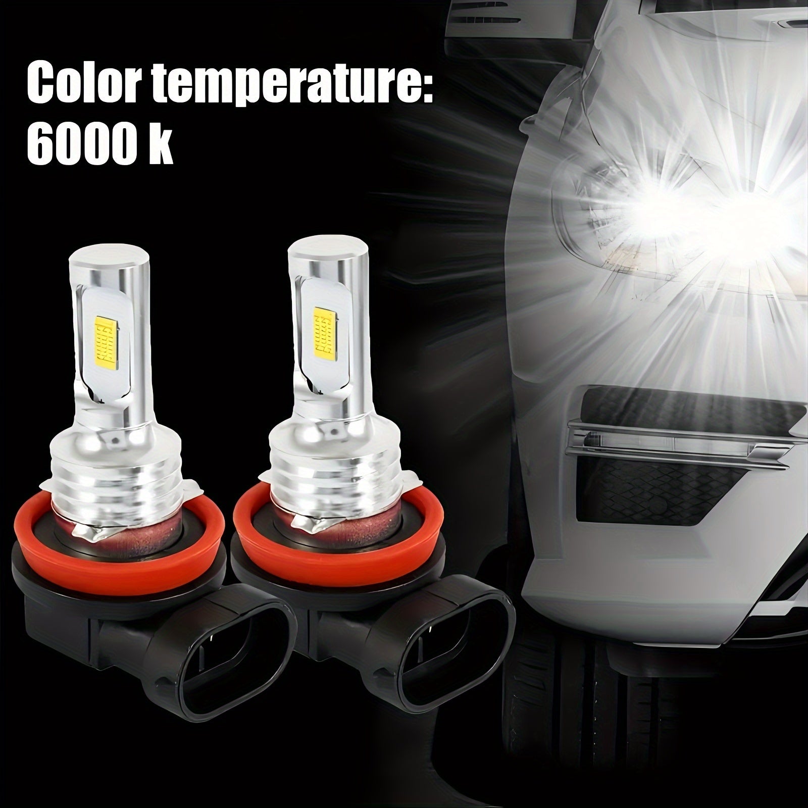 2 Pack LED Fog and Headlight Bulbs 6000K White Mini Quick Install