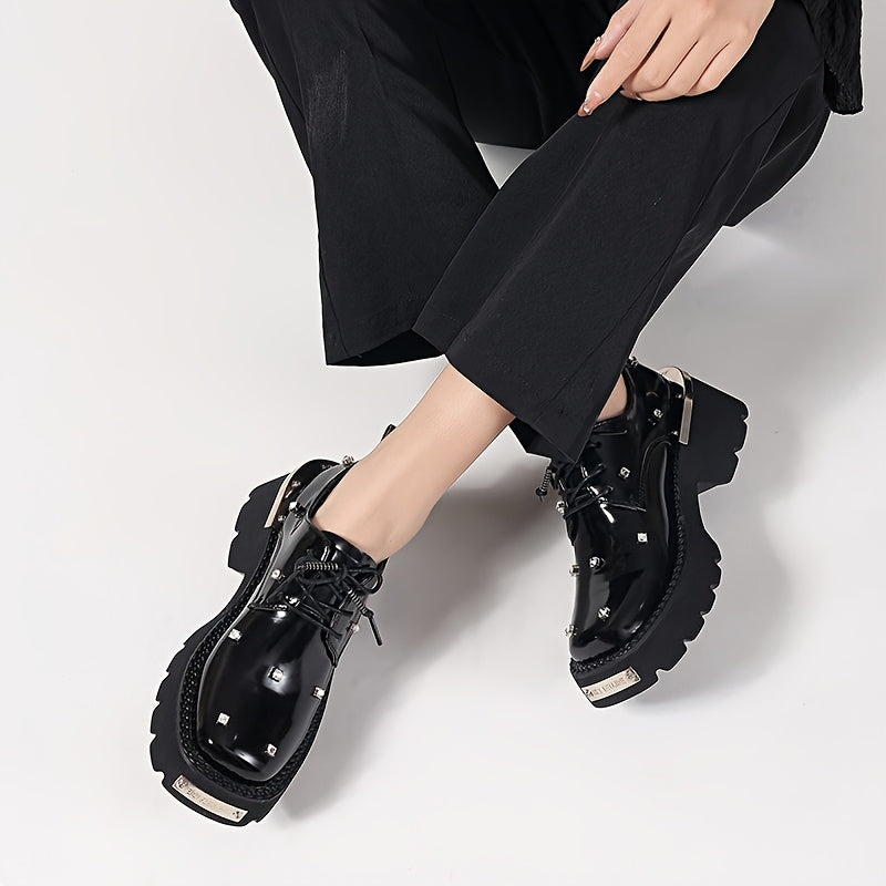 Women's Punk Platform Loafers Synthetic Cover Chunky Rubber Sole