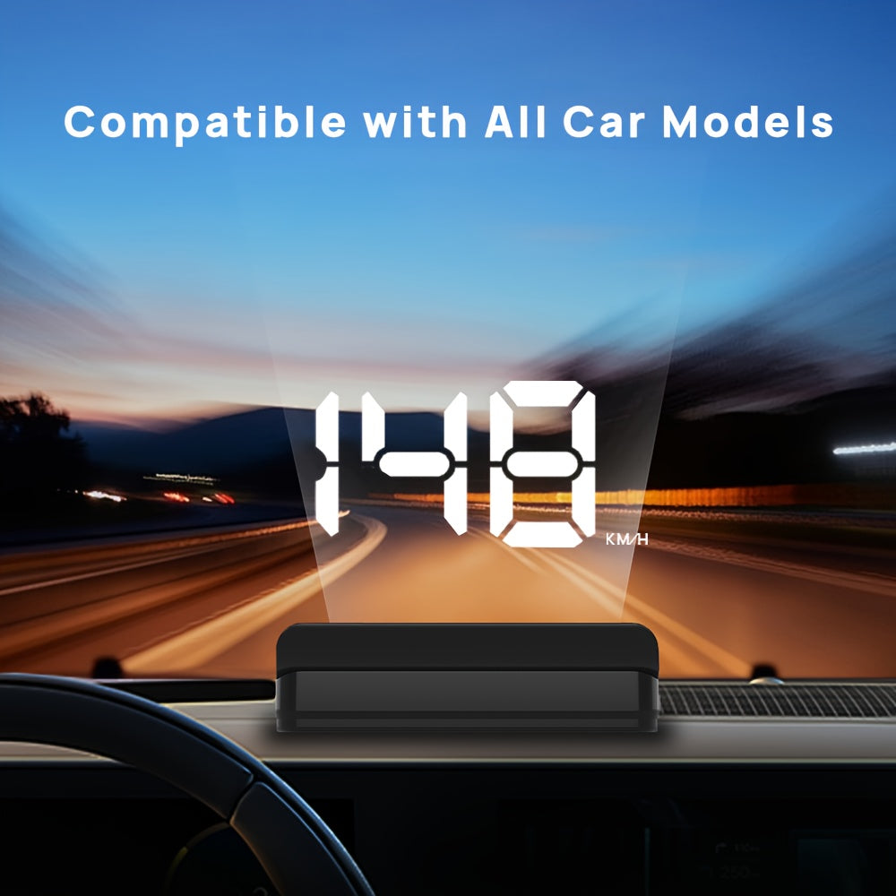 Universal Car Digital Speedometer HUD with White and Green LED Compatible with All Vehicles