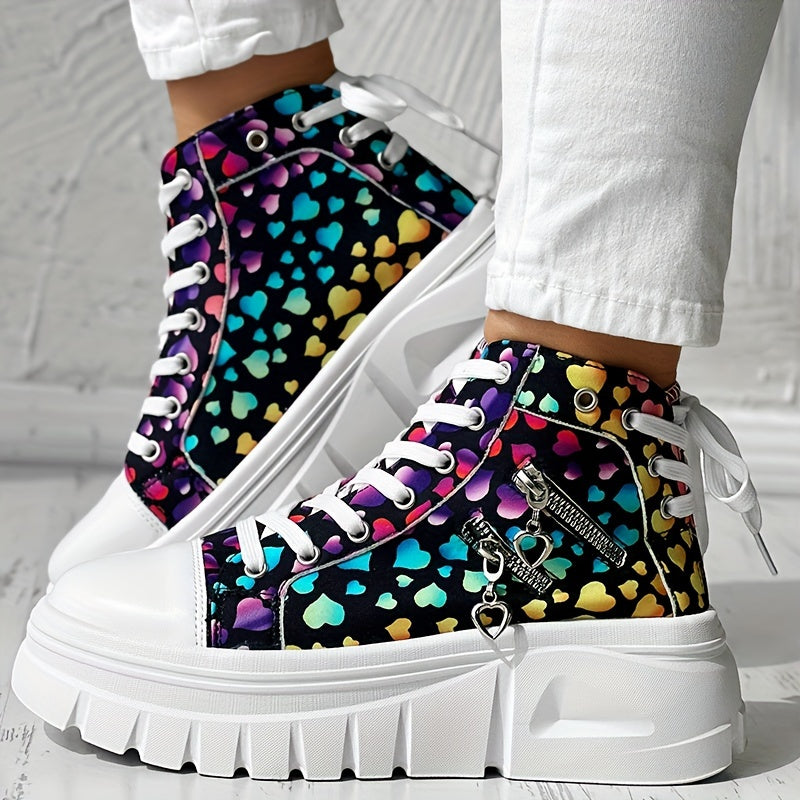Zapatillas de mezclilla para mujer con cordones, plataforma, cremallera lateral, zapatos casuales