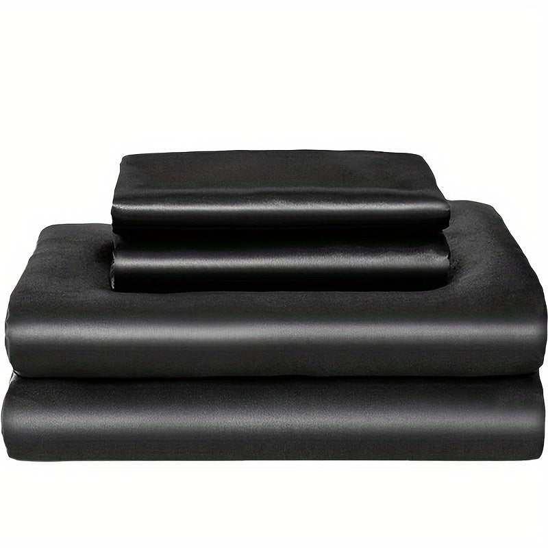 100% Polyester Satin to'plami, bitta varaq va ikkita yostiq qopqog'idan iborat (yadro yo'q). Teriga do'st, yumshoq va ipakdek matodan tayyorlangan, talabalar yotoqxonalari yoki kundalik uy to'shagi uchun mukammal. Yil davomida matrasni himoya qiladi va