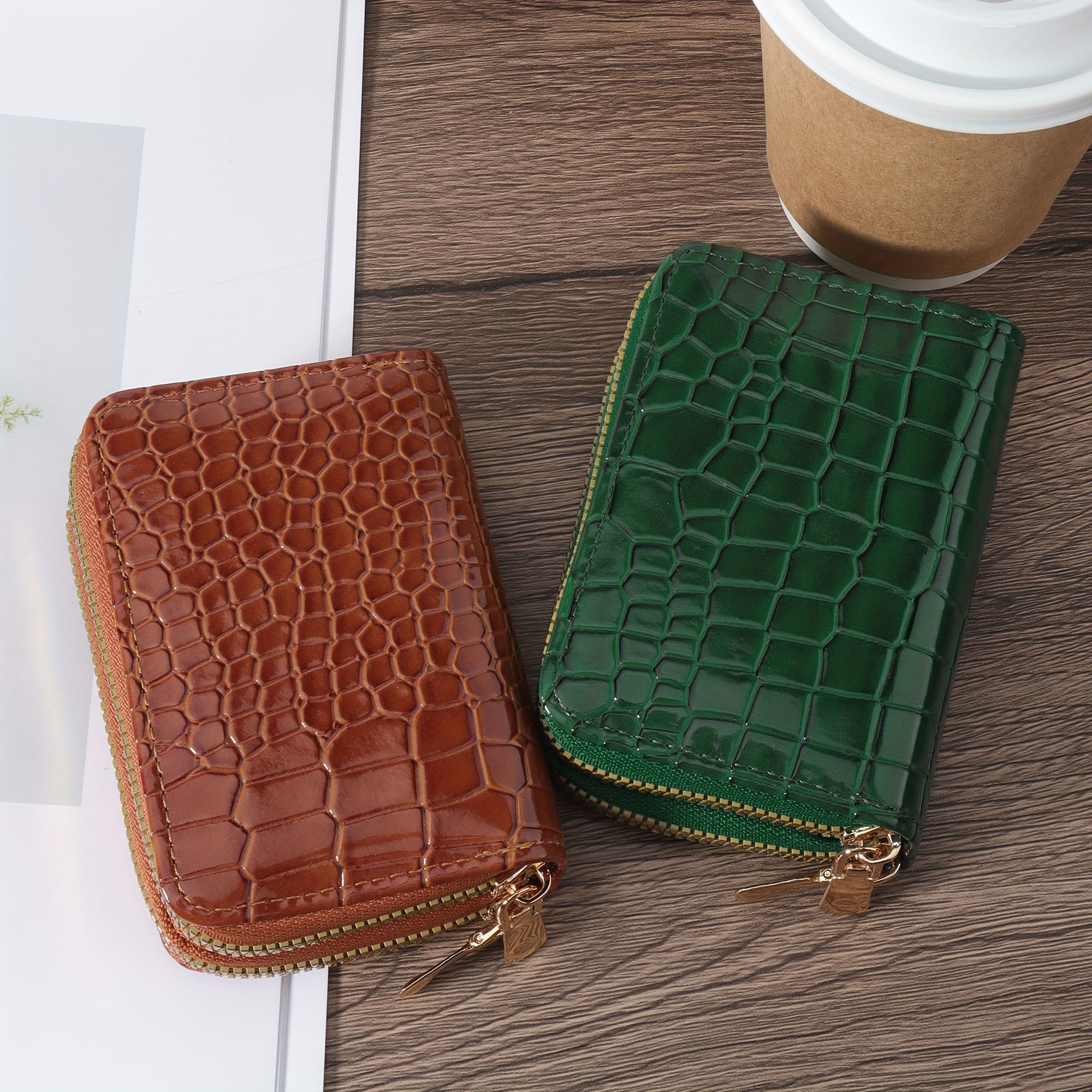 Large Capacity Faux Leather Zipper Wallet for Men and Women