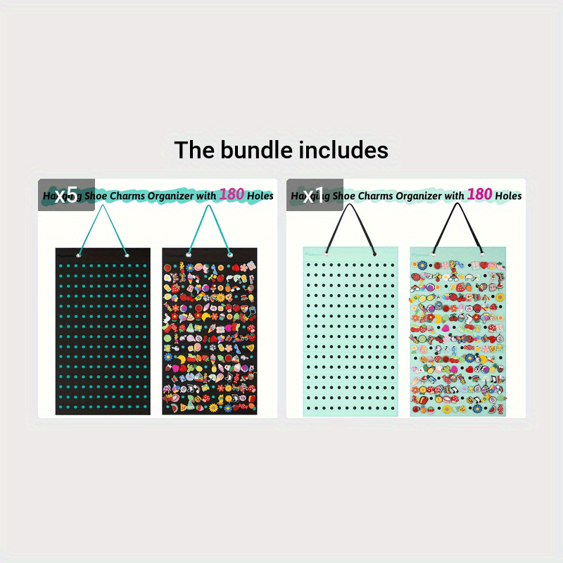 Hanging Shoe Charms Organizer Wall Mount with 180 Holes for Shoe Decorations