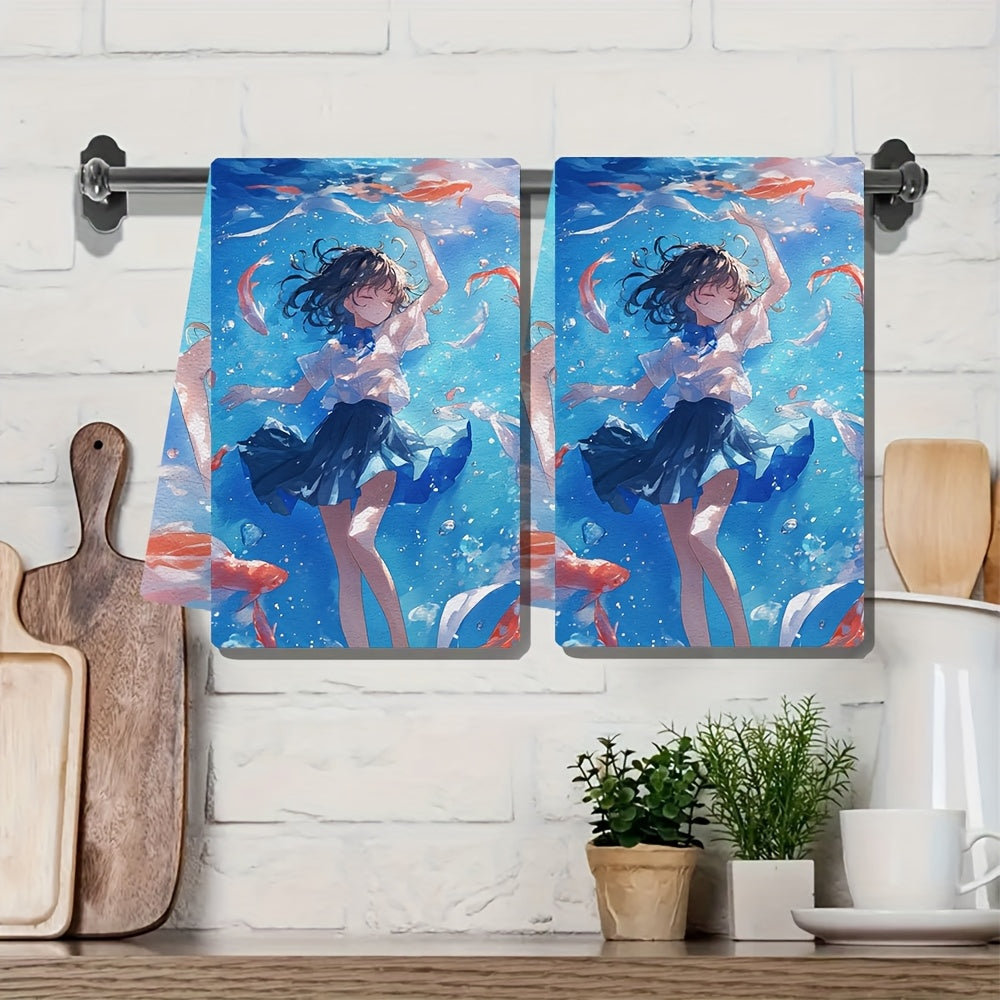 Set of 2 Ultra Soft Kitchen Towels 16x24 Inches Highly Absorbent Dish Towels