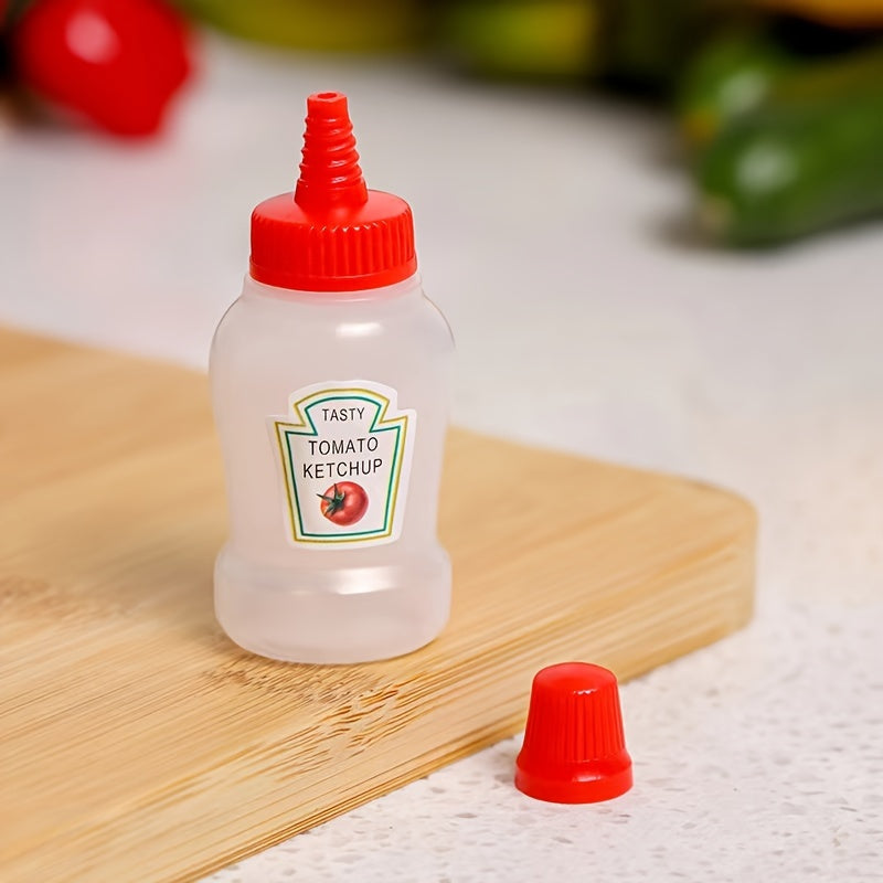 Set of 4 Mini Sauce Dispenser Bottles for Salad Ketchup Honey Soy Plastic