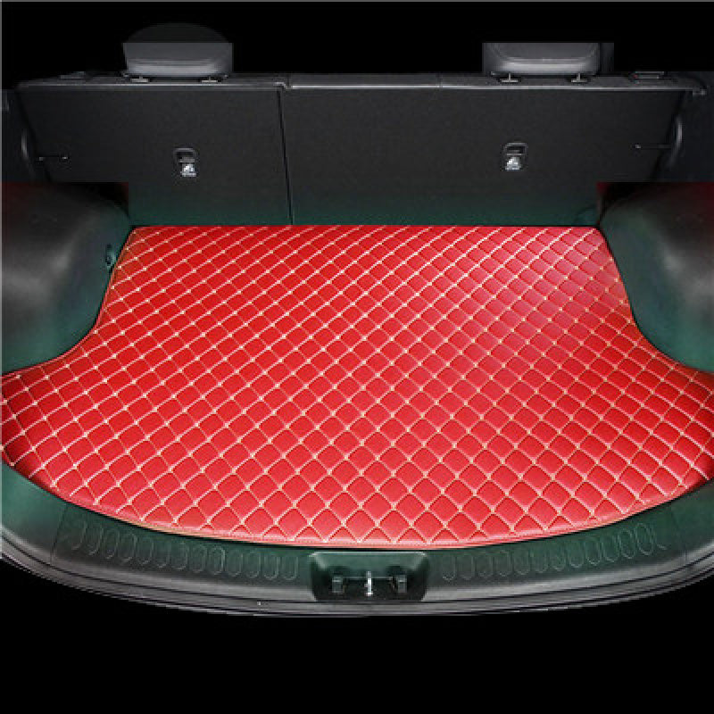 Universal Car Floor Mats and Trunk Pads Black PU Leather Double Layer Set