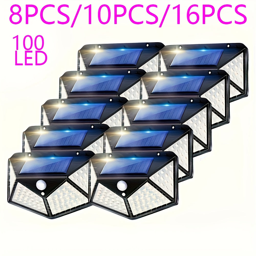 Outdoor Solar Wall Light 8/10/12 Pcs Four-Sided Motion Sensor Yard Garden Patio