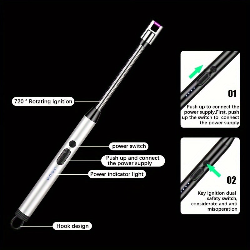 Rechargeable USB Arc Lighter Windproof Candle Camping Outdoor Kitchen Gift