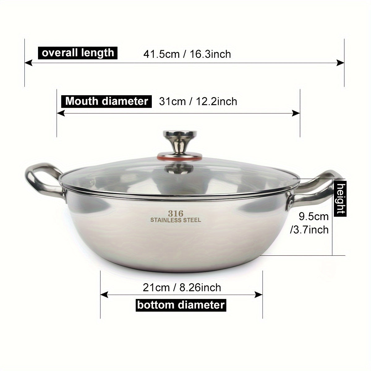 Stainless Steel Stockpot with Lid 12Qt Rust-Resistant Non-Stick for Home and Restaurant