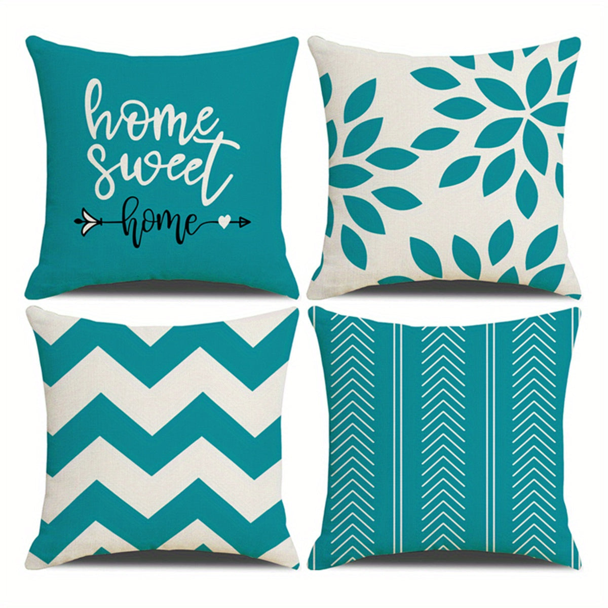 Four Piece Square Cushion Cover Set with Zipper Printed Pillowcases for Living Room and Bedroom Decor