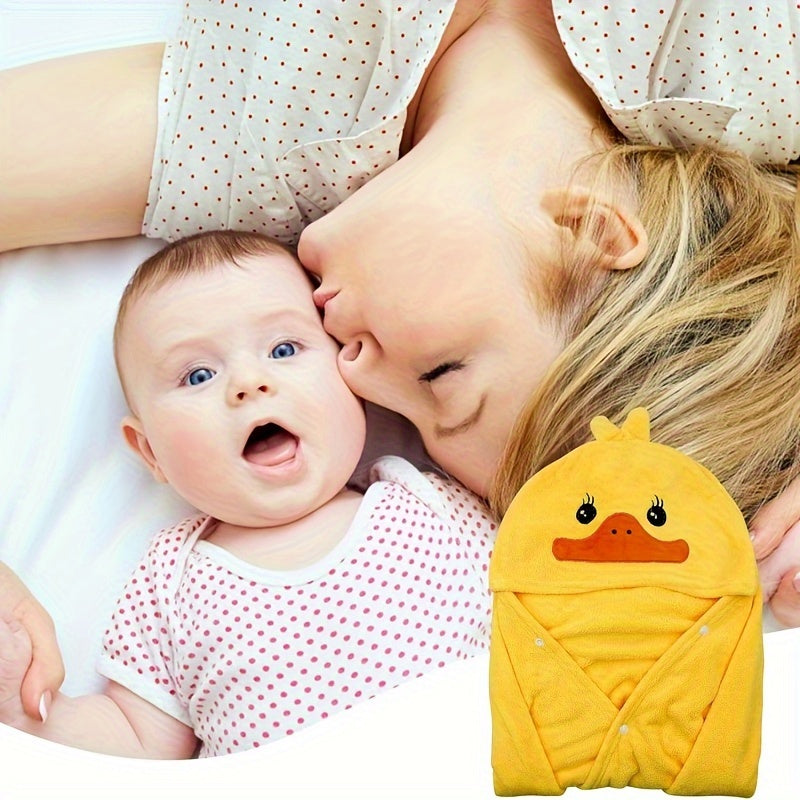 Baby Hooded Towel for Infants and Toddlers Cartoon Duck Pattern Ultra Soft and Absorbent 27.5 x 55 Inches