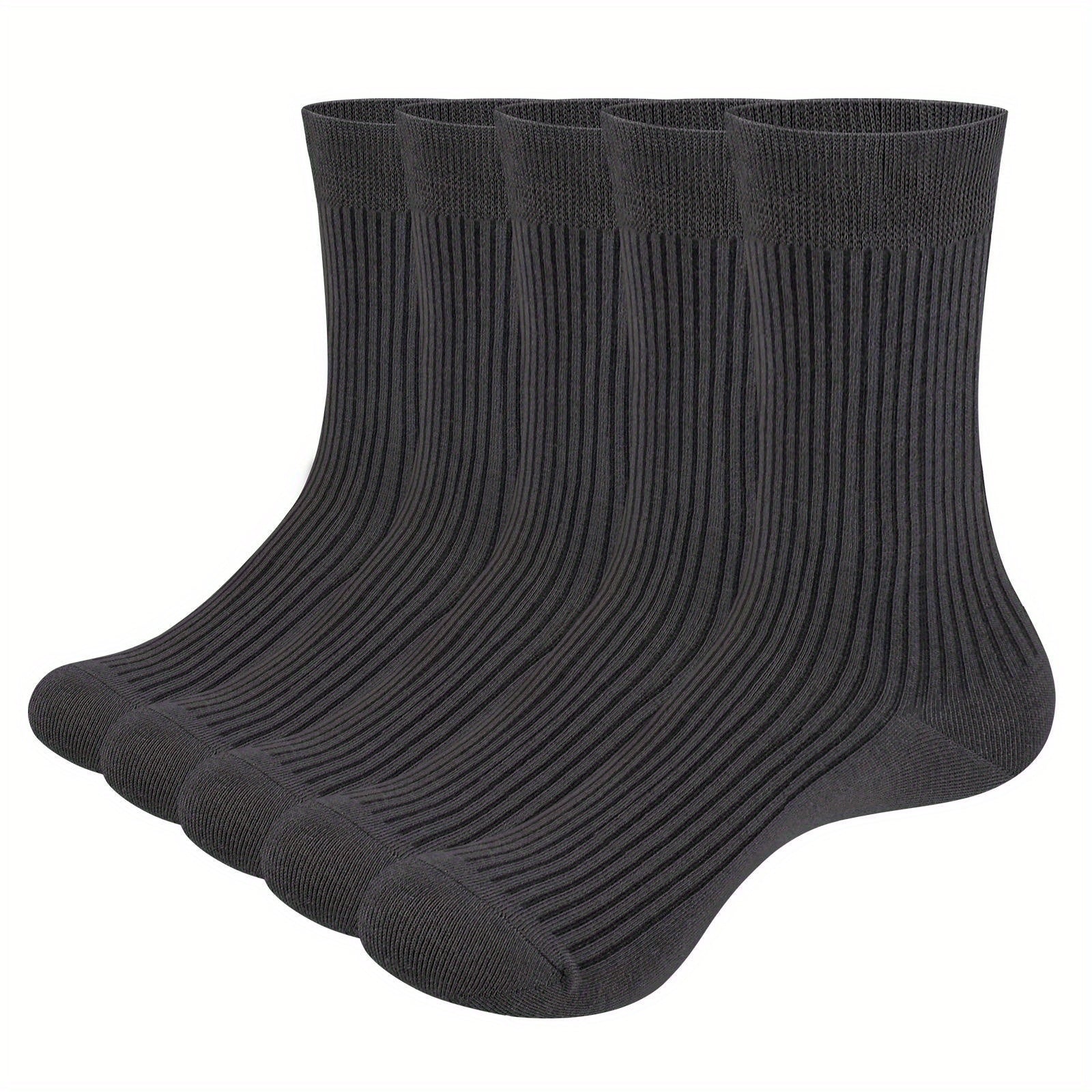 Men's Bamboo Fiber Crew Socks Pack of 5 Breathable Casual All-Season
