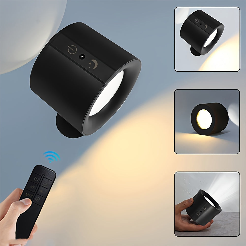 Modern LED Wall Sconce with Rotating Magnetic Ball Touch Remote Control 3-Color Adjustable Brightness