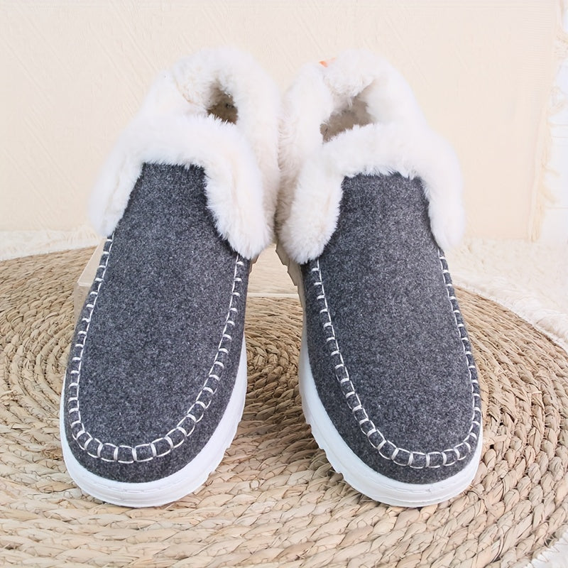 Women's Fleece-Lined Slip-On Casual Shoes Dark Blue Indoor Outdoor