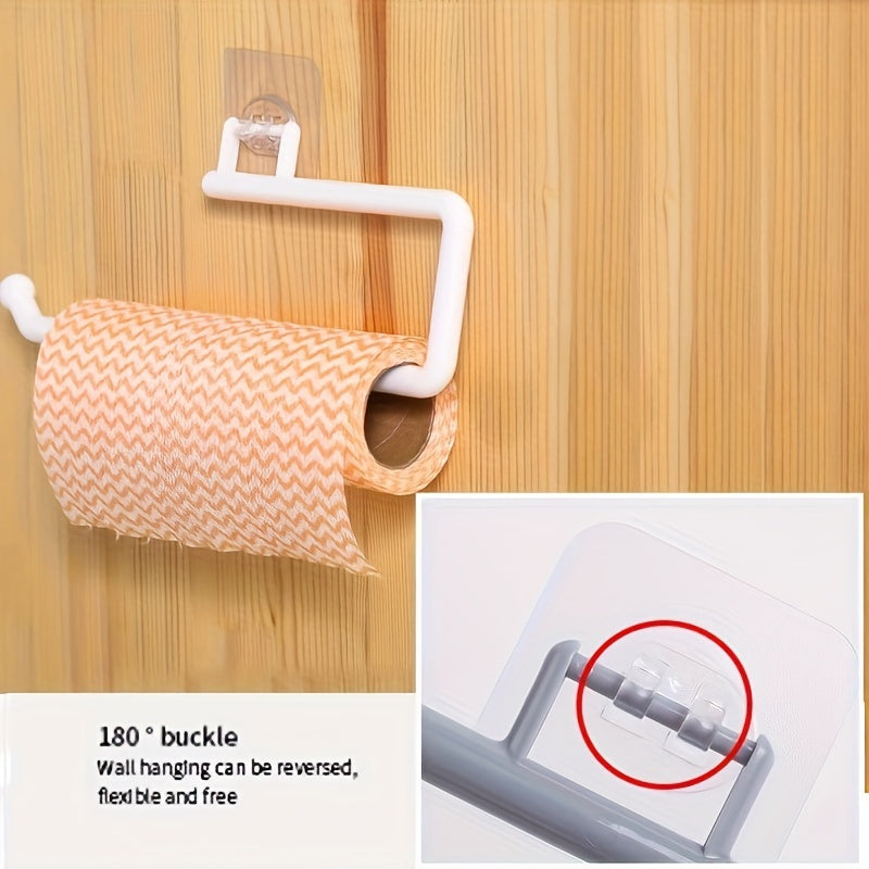 Wall Mounted Kitchen Organizer No-Drill Paper Towel and Wrap Holder Compact Storage
