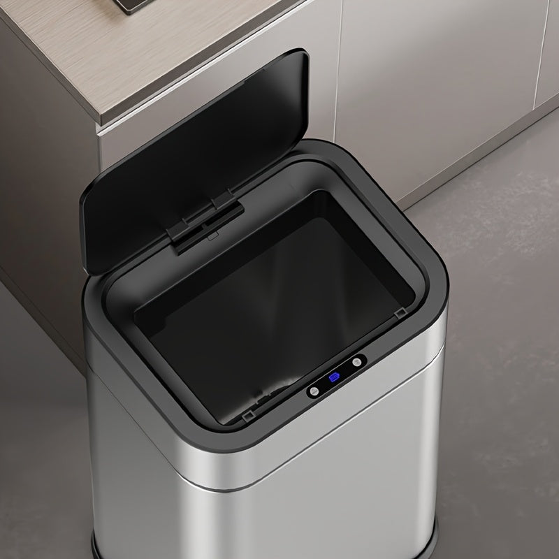 Smart Sensor Trash Can with Large Capacity Stainless Steel Infrared Kick-Activated Odor-Proof Lid