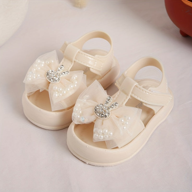 Baby Girl Sandals 2024 Soft Sole Anti-Kick Beach Shoes with Rabbit Design for Toddler Girls
