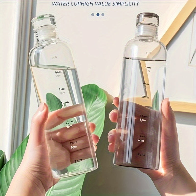 Botella de agua deportiva de 500ml con marcador de tiempo, a prueba de fugas, plástico libre de BPA