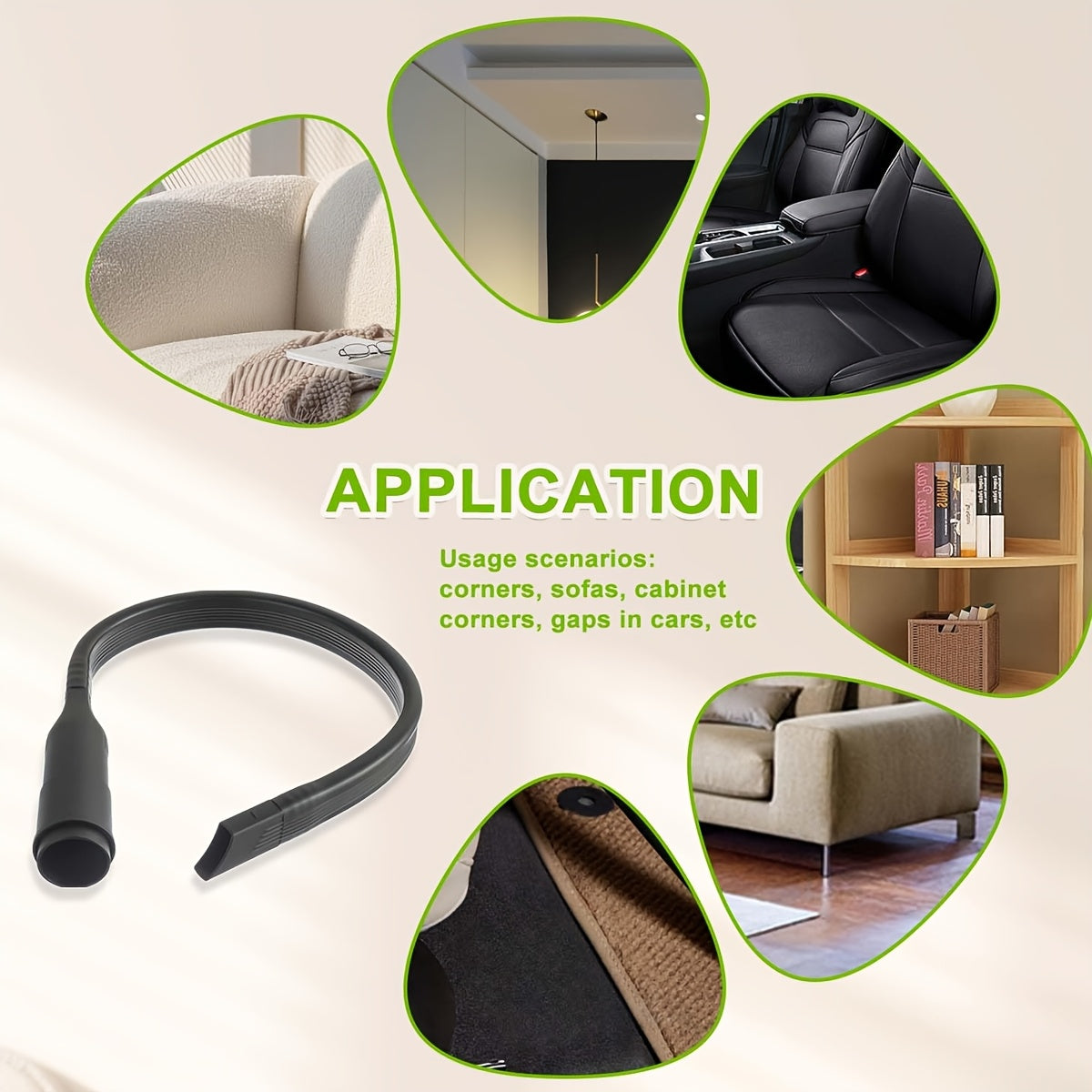 Uy va avtomobilni tozalash uchun moslashuvchan bo'shliq uchun vakuum qo'shimchasi 24.4 dyuym