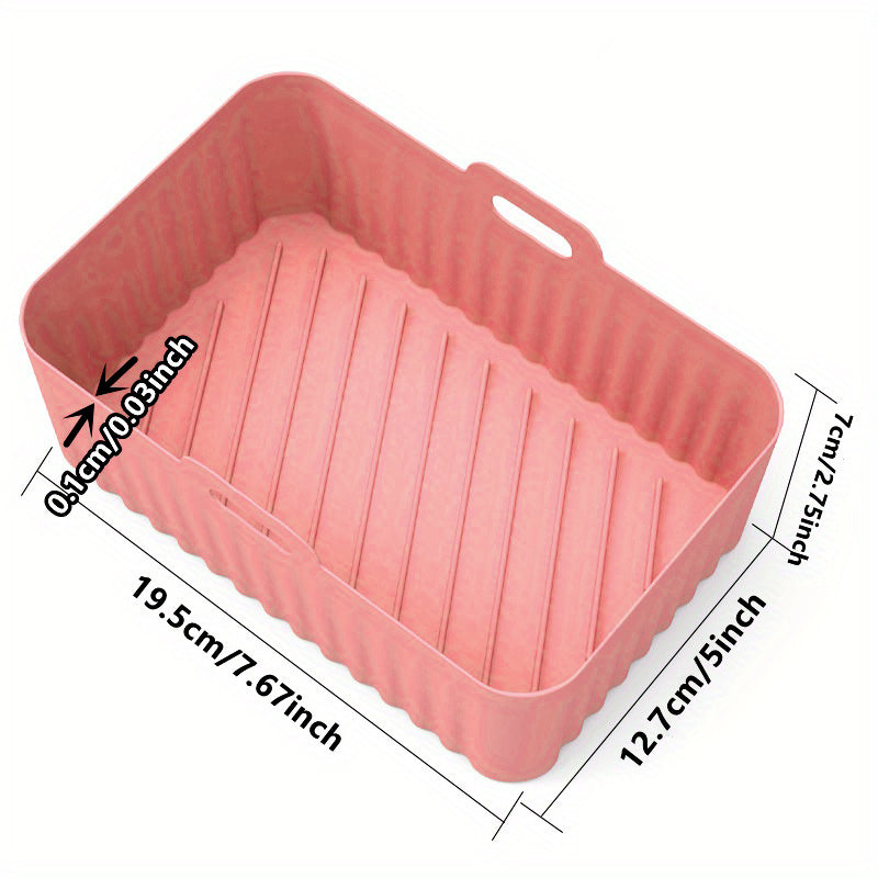 1/2 dona kvadrat havo fritüri silikon qozon oven pishirish panjara uchun, o'lchami 19.48cm x 12.7cm x 6.99cm.