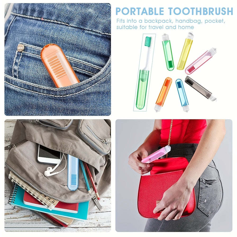 Travel Toothbrush Soft Bristles Compact Waterproof Cap for On-the-Go Cleaning