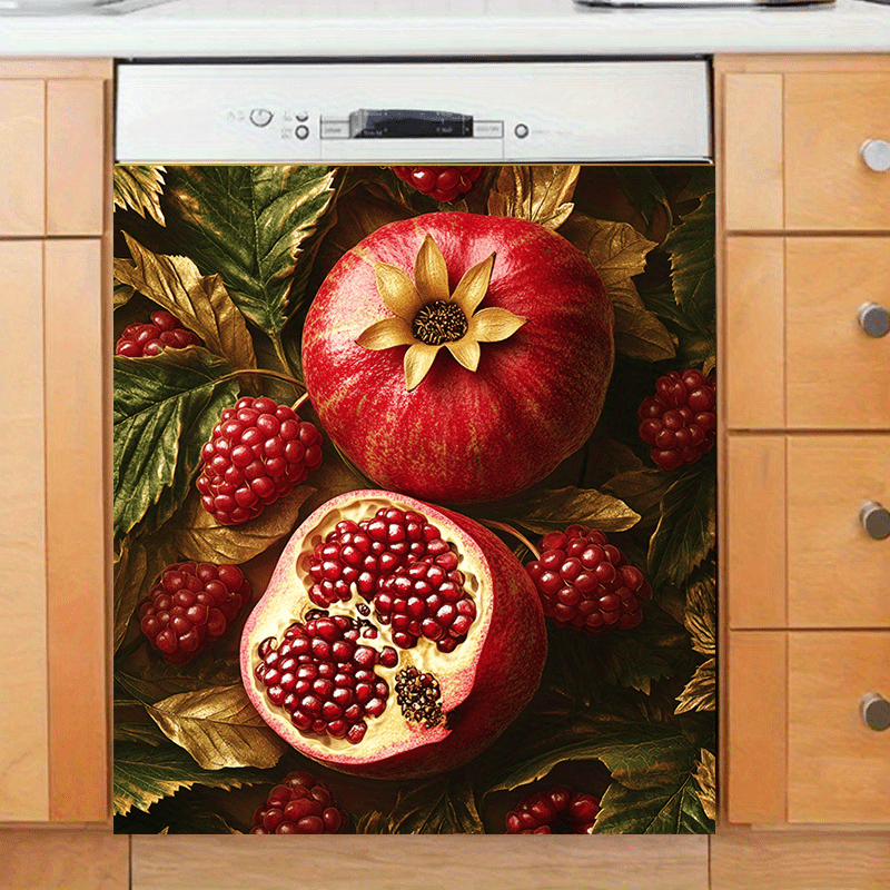 Pomegranate Fruit Magnet Sticker Waterproof PVC Kitchen Appliance Refrigerator Dishwasher Oven 58x65 cm