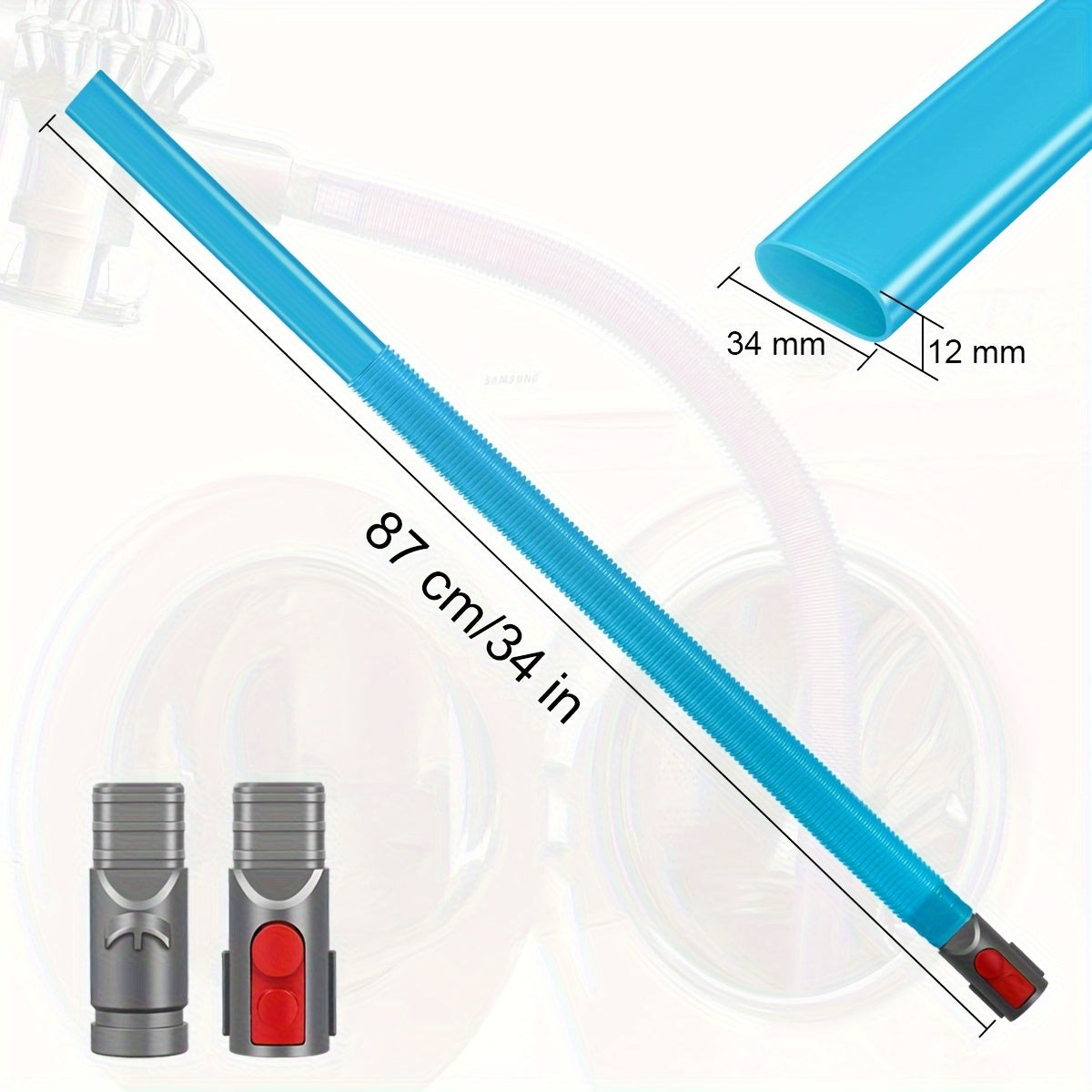 "Dryer Vent Cleaner Kit" vakuum quvuri Dyson V15, V12, V11, V10, V8, V7, V6 vakuum tozalagichlari bilan ishlash uchun mo'ljallangan. Lint tozalagich va quruq lint vakuum quvuri qo'shimchasi kiradi.