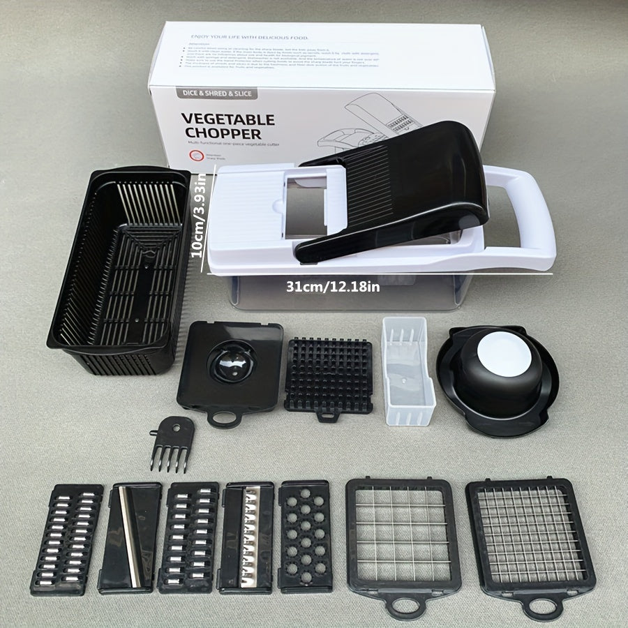 22-In-1 Vegetable Chopper with 12 Blades Slicer Dicer and Strainer