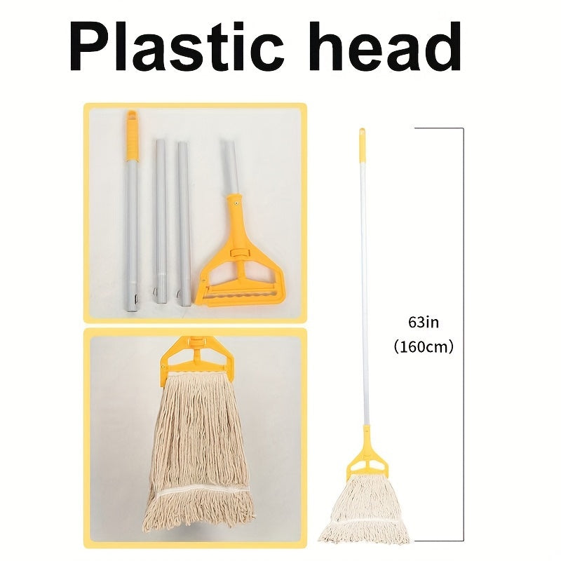 Uzun tutqichi bilan mustahkam sanoat ip mopu - uyda, ofisda, garajda va tijorat sharoitlarida nam va quruq tozalash uchun ideal