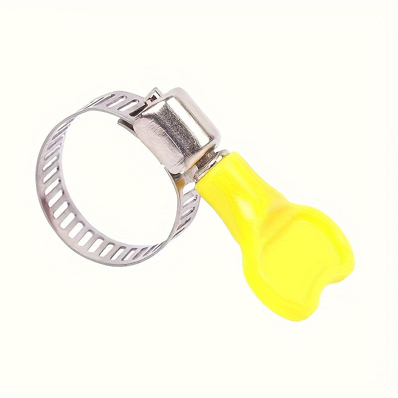 12 Stainless Steel Hose Clamps with Yellow Plastic Handles for Plumbing Automotive Repair