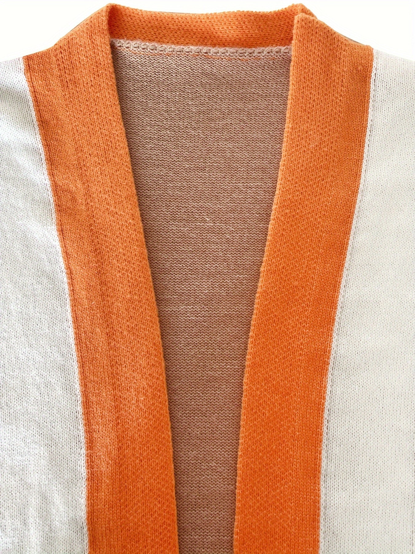 Plus Size Color Block Open Front Cardigan Long Sleeve Spring Fall Women's Clothing