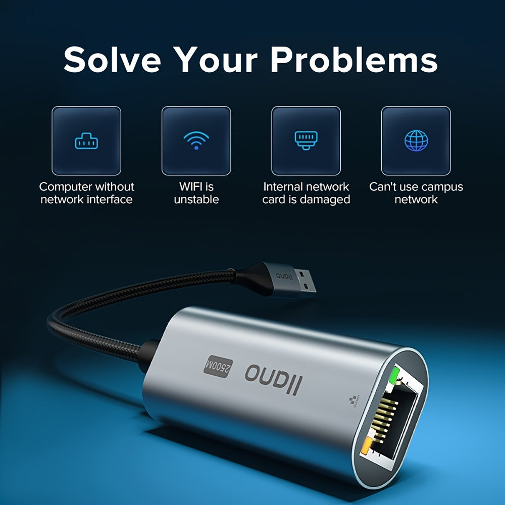 USB 3.1 to RJ45 Gigabit Ethernet Adapter for Gaming and Streaming Aluminum Alloy Network Converter