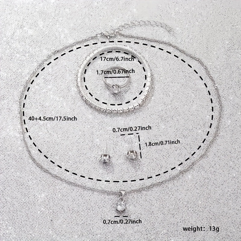 Women's Quartz Watch with Stainless Steel Band and Synthetic Gemstone Jewelry Set