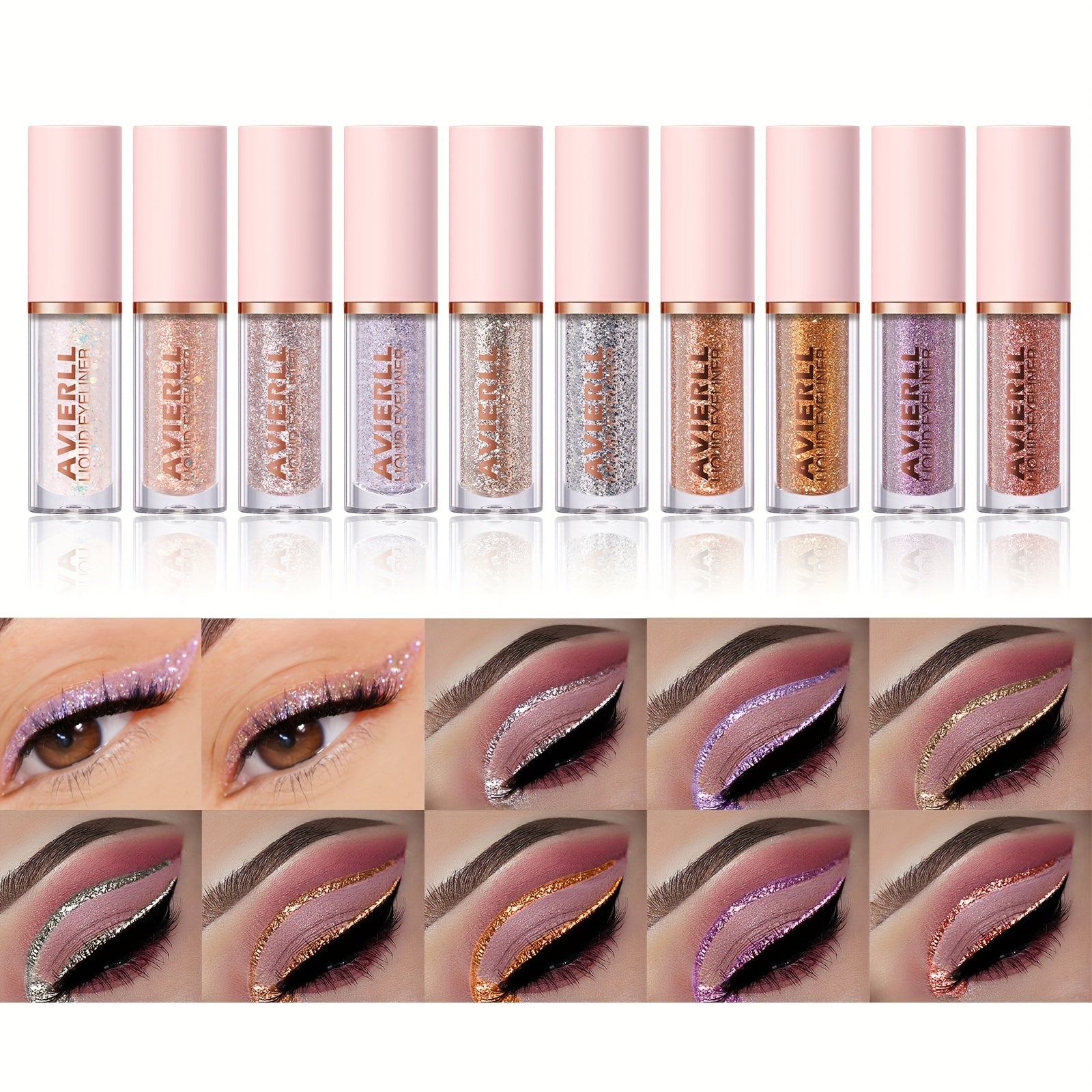 Women Glitter Eyeliner Metallic Waterproof Colored Eyeshadow Stick 10 Colors