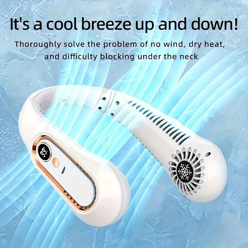 Portable USB Neck Fan Rechargeable Flexible 360° Cooling Quiet Outdoor Use
