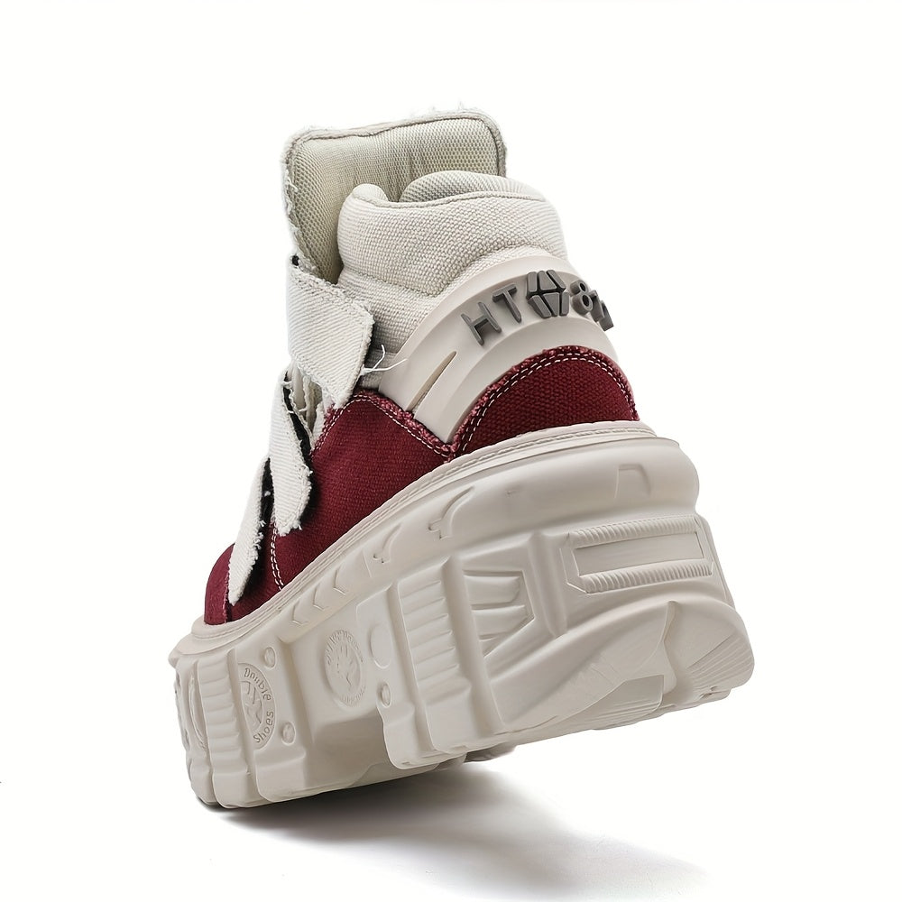 Women's Gothic Punk Style Sneakers Flat Boots EVA Sole Hook-and-Loop