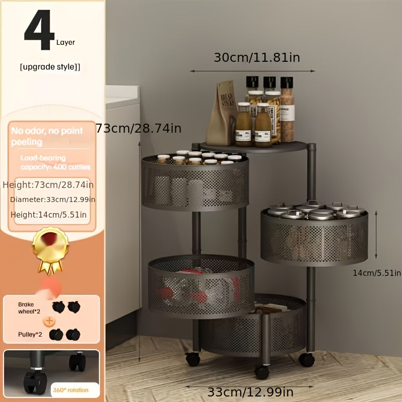 Multi-Tier Metal Storage Rack for Fruits Vegetables Kitchen Living Room Organizer