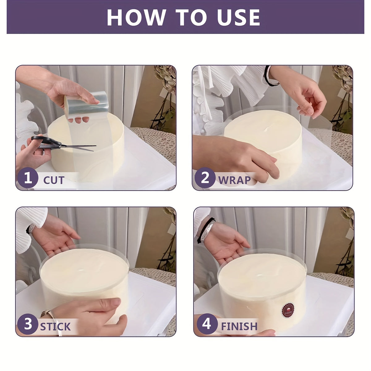 Transparent Cake Collar Film Roll for Mousse and Pastries, 10 Meters