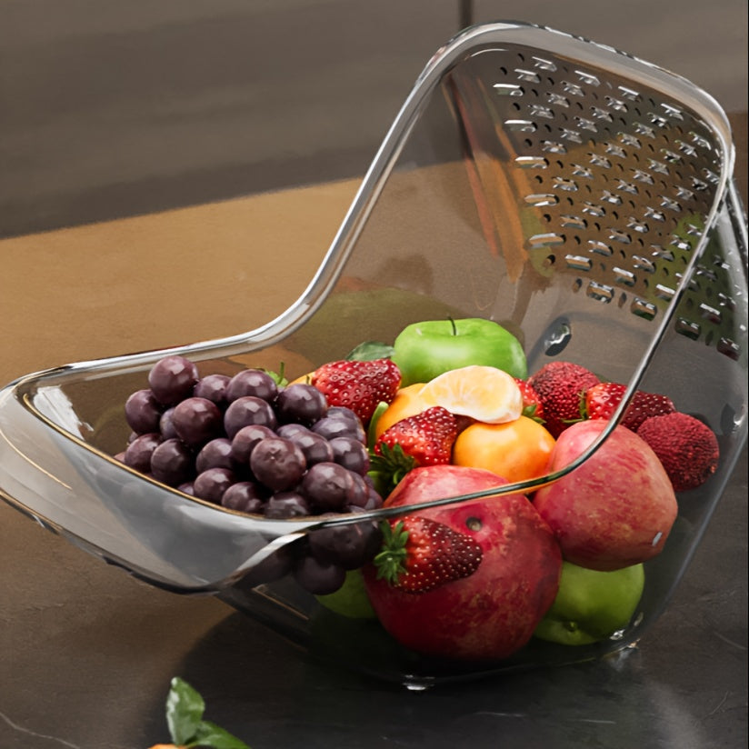 Black Plastic Colander Kitchen Strainer Basket Fruit Drainer Household Tool