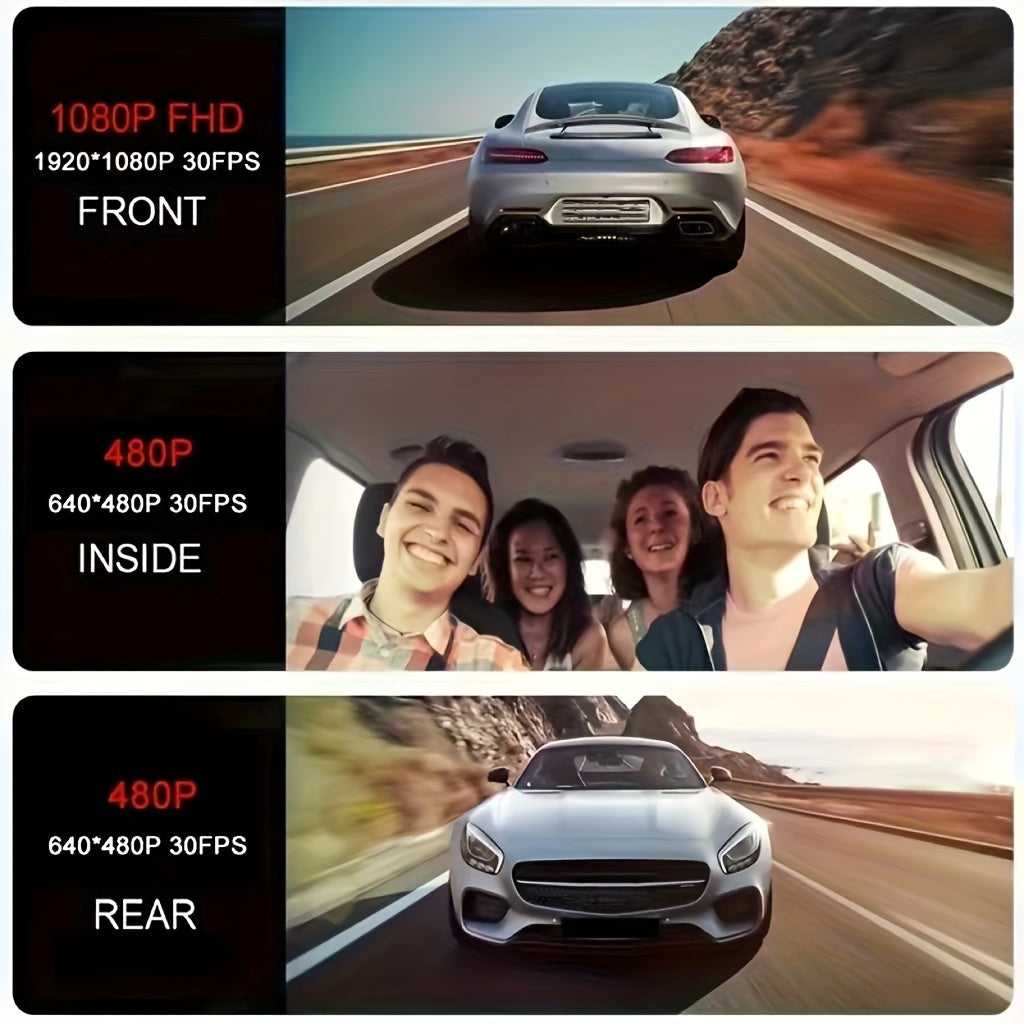 Car Dash Camera Dual Front Inside Full HD Night Vision Loop Recorder Blackbox