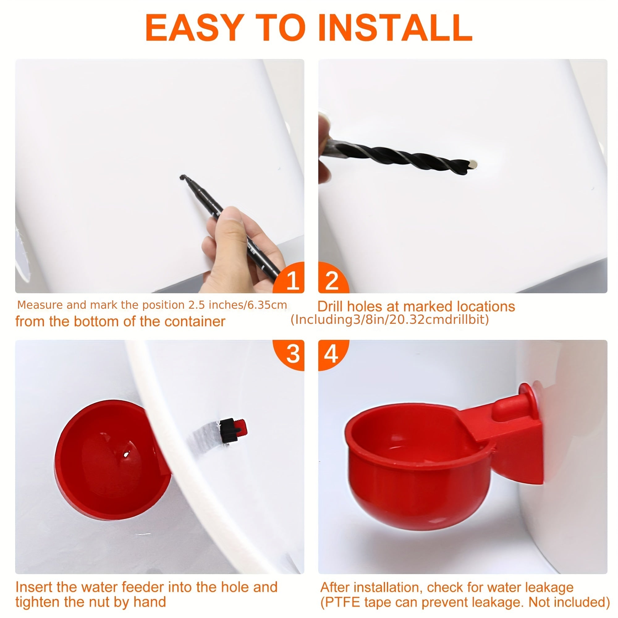 O'z-o'zini to'xtatuvchi dozator bilan avtomatik tovuq suv beruvchi, mustahkam PP materialidan tayyorlangan, fermada parrandachilik uchun