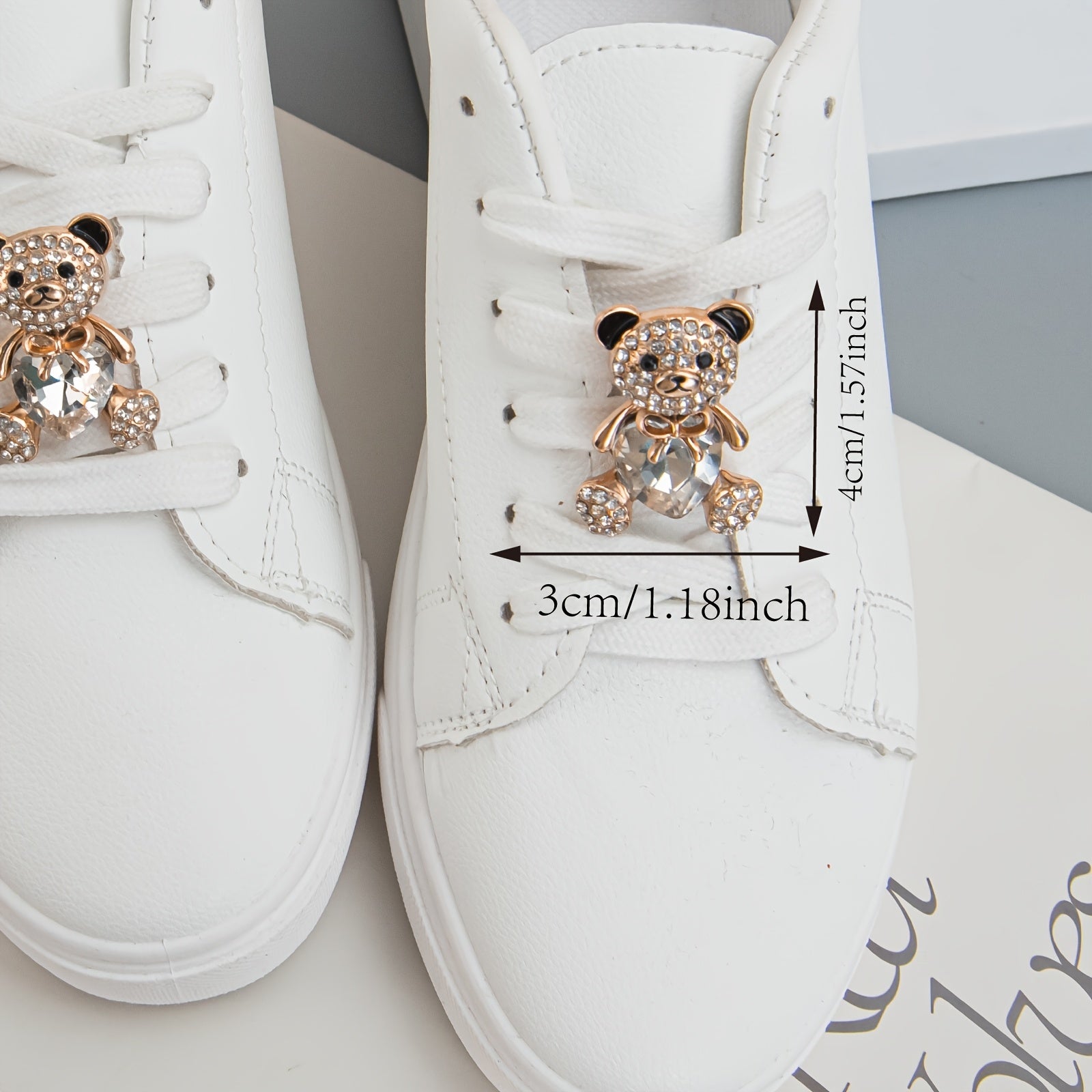 Cute Teddy Bear and Heart Shoe Charms Zinc Alloy Crystal Accents for Sneakers