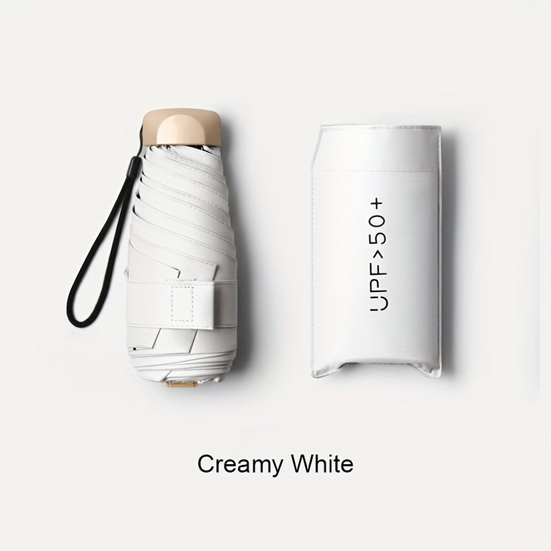 Мини-зонт-раскладушка с 6 спицами, алюминиевой ручкой, компактный, солнце, дождь, портативный, стильный, розовый, синий, белый, серый