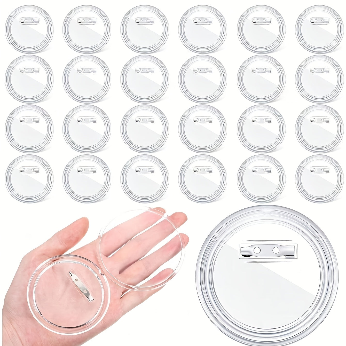 Set of 20 Acrylic Badge Pins for Crafts Photos Decorations Wedding Party