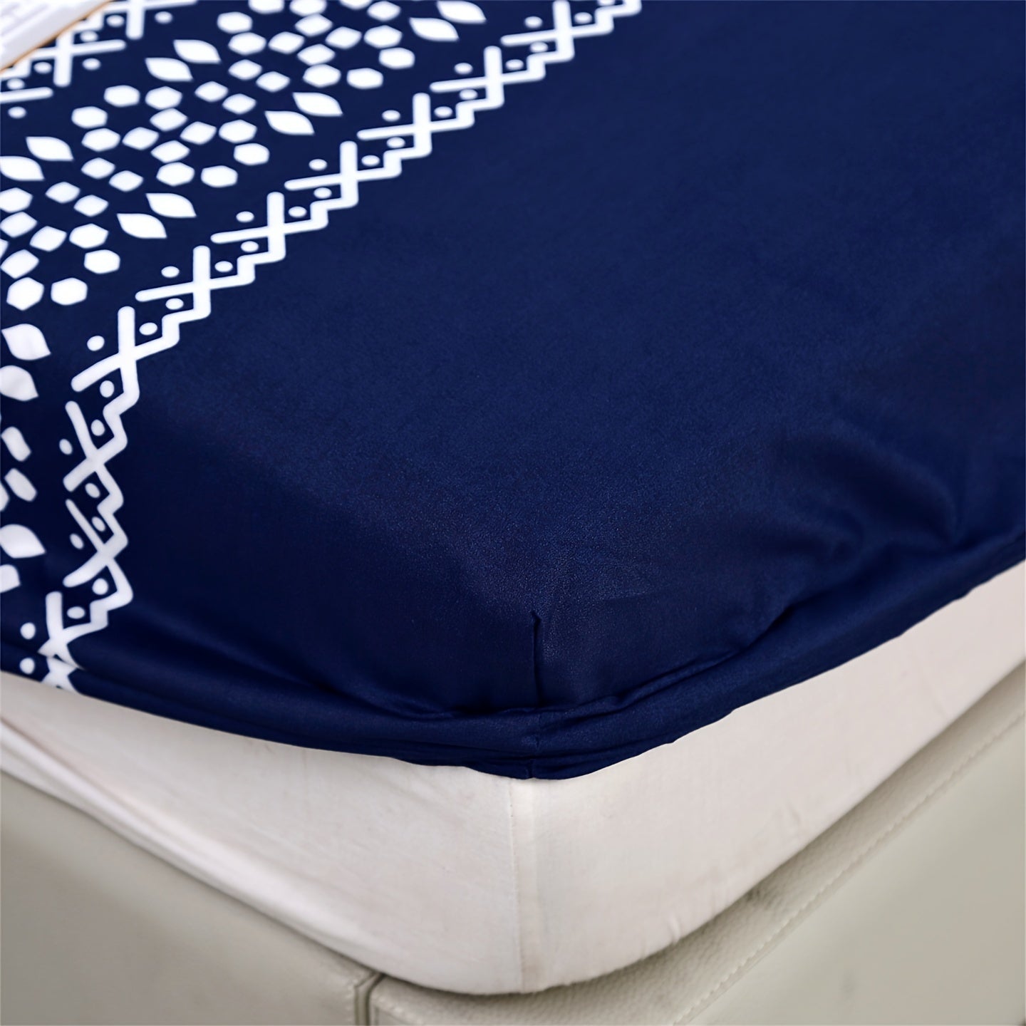 Conjunto de ropa de cama con estrella geométrica y gráfico de líneas, 3 piezas, sábana ajustable y fundas de almohada